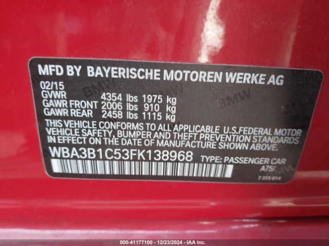 WBA3B1C53FK138968 BMW 320i