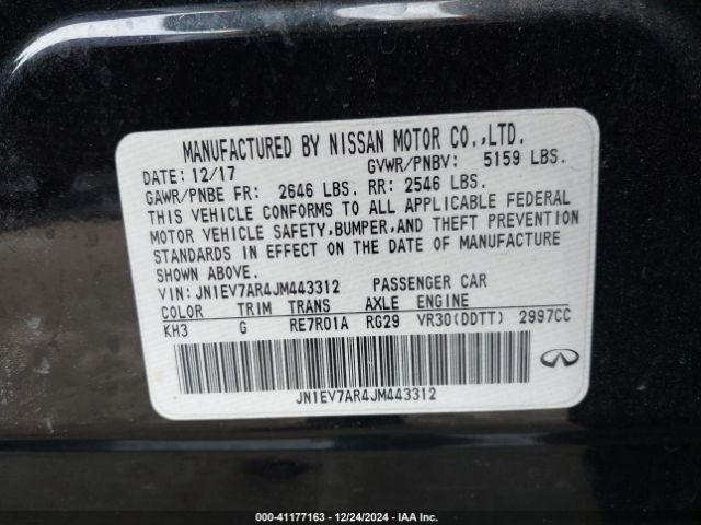 JN1EV7AR4JM443312 Infiniti Q50 3.0t Luxe