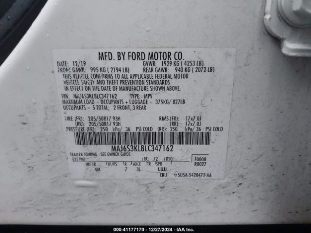MAJ6S3KL8LC347162 Ford Ecosport Titanium