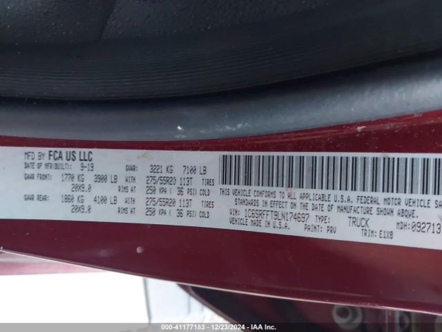 1C6SRFFT9LN174697 RAM 1500 Lone Star  4x4 5'7 Box