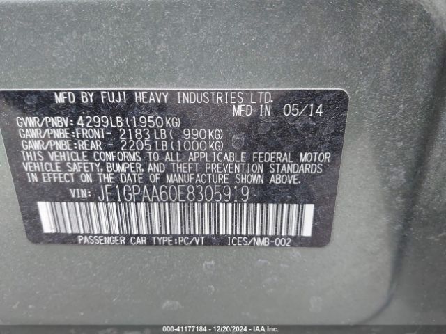 JF1GPAA60E8305919 Subaru Impreza 2.0i