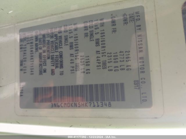 3N6CM0KN5HK711348 Nissan Nv200 S