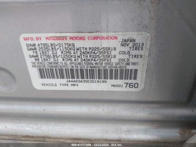 JA4AD3A35EZ018199 Mitsubishi Outlander Se