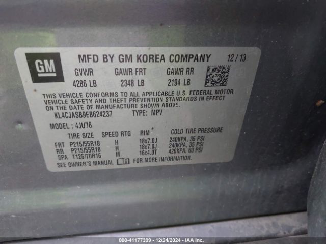 KL4CJASB9EB624237 Buick Encore