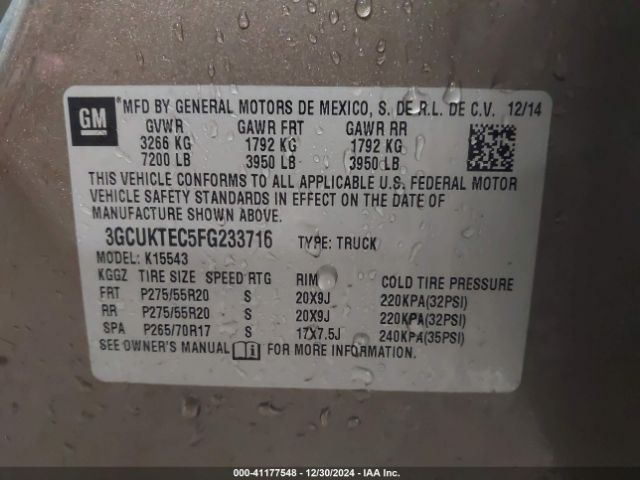 3GCUKTEC5FG233716 Chevrolet Silverado 1500 High Country