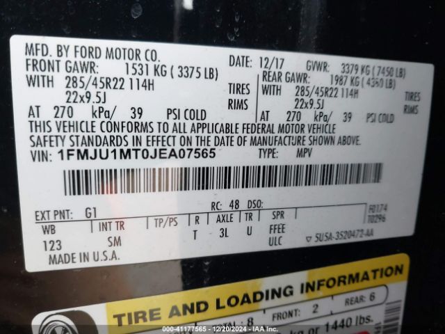 1FMJU1MT0JEA07565 Ford Expedition Platinum