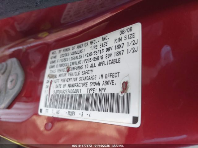 2007 ACURA RDX 5J8TB18237A004911 Photo 8