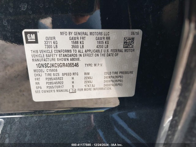 Chevrolet Suburban Ltz 2016 1GNSCJKC9GR406546 Image 9