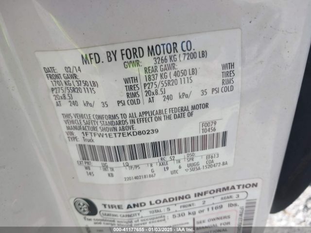 1FTFW1ET7EKD80239 Ford F-150 King Ranch