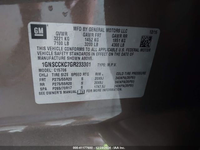 1GNSCCKC7GR233301 Chevrolet Tahoe Ltz