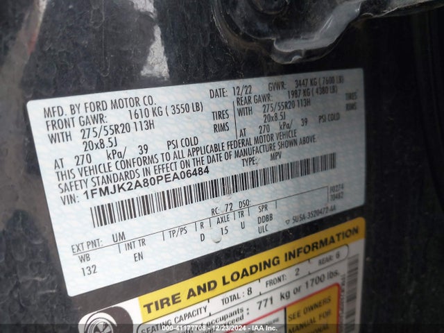 Ford Expedition Limited Max 2023 1FMJK2A80PEA06484 Image 9