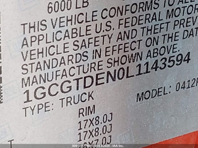 1GCGTDEN0L1143594 Chevrolet Colorado 4wd  Short Box Z71