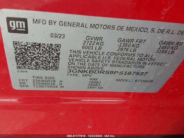 3GNKBDRS9PS187537 Chevrolet Blazer Fwd 3lt