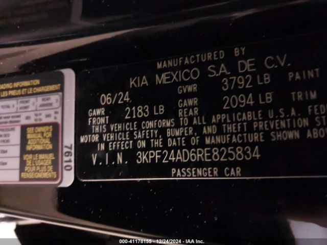 3KPF24AD6RE825834 KIA Forte Lxs