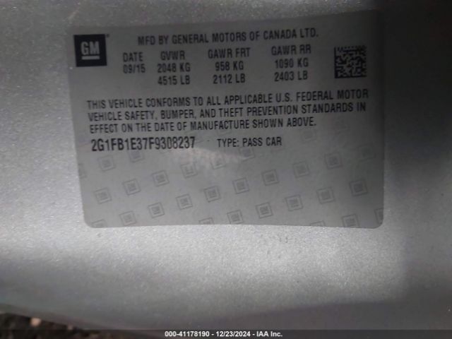 2G1FB1E37F9308237 Chevrolet Camaro 2ls
