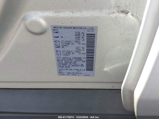 Nissan ROGUE S 2017 5N1AT2MTXHC796354 Image 9