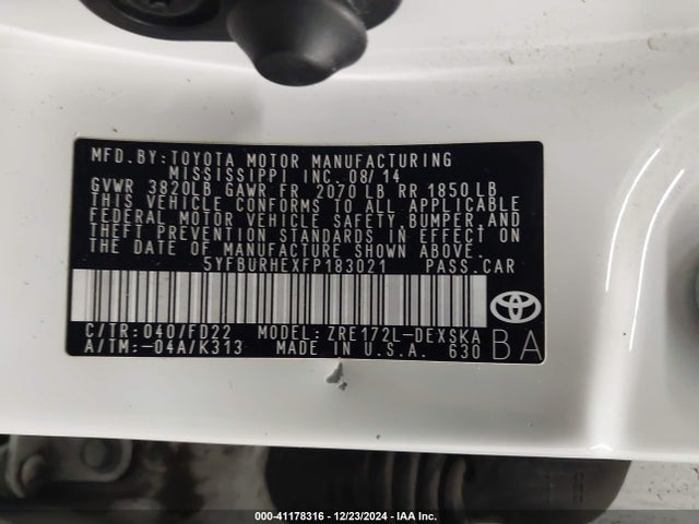 Toyota Corolla S Plus 2015 5YFBURHEXFP183021 Image 9