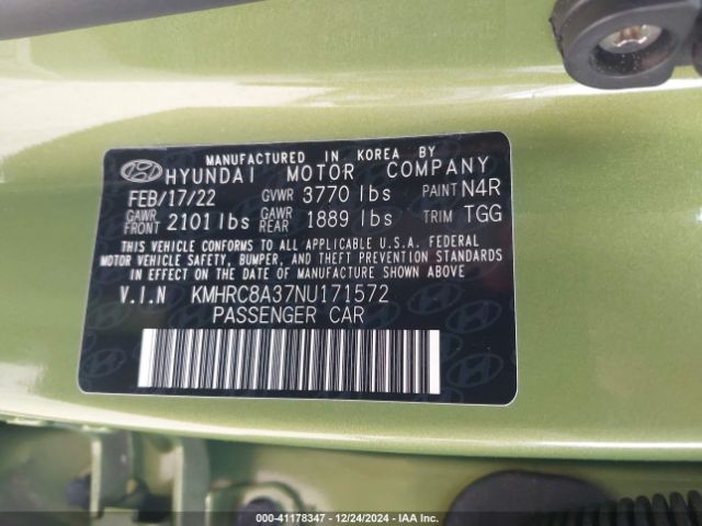 KMHRC8A37NU171572 Hyundai Venue Sel