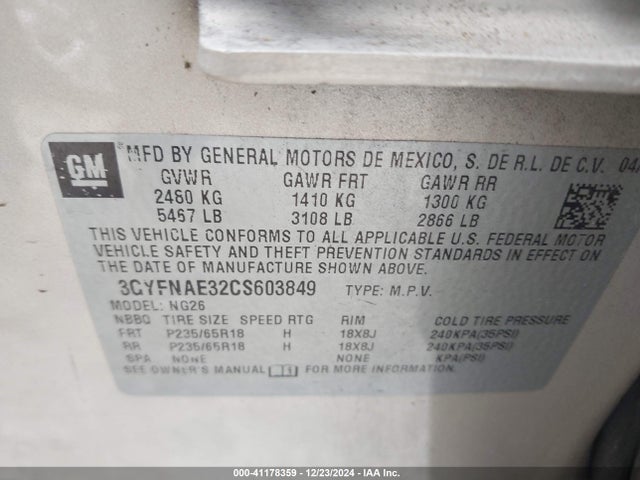 2012 CADILLAC SRX 3GYFNAE32CS603849 Photo 8