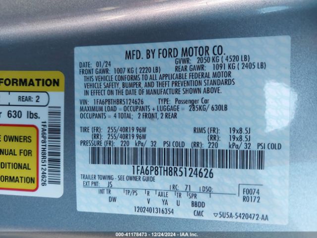 1FA6P8TH8R5124626 Ford Mustang Ecoboost Fastback