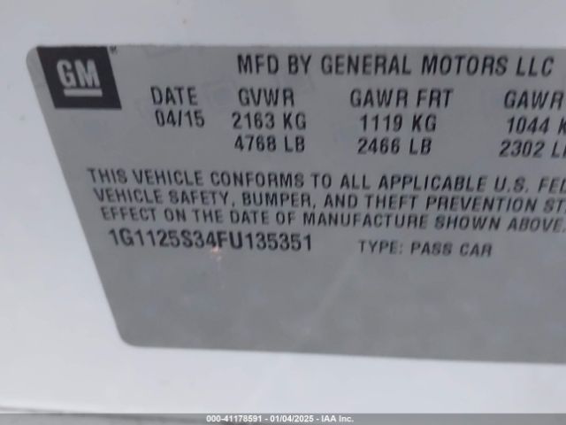 1G1125S34FU135351 Chevrolet Impala 2lt