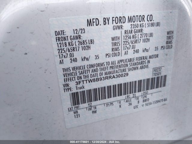 3FTTW8B93RRA30029 Ford Maverick Xl