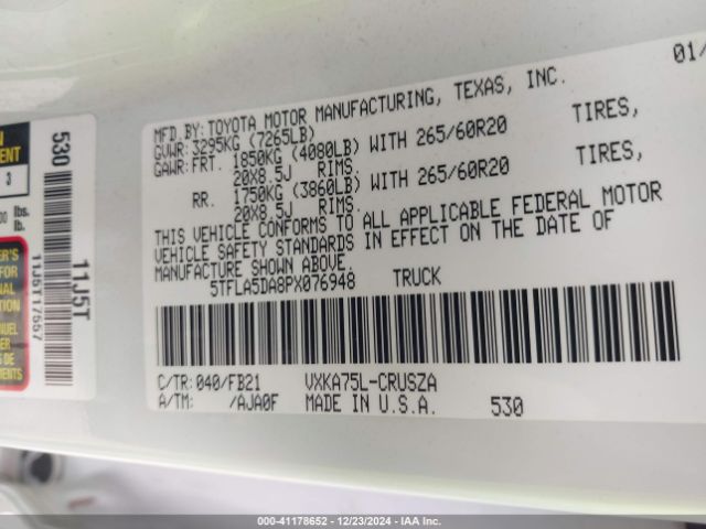 5TFLA5DA8PX076048 Toyota Tundra Sr5