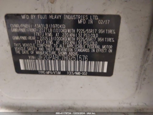 Subaru Crosstrek 2.0i Premium 2017 JF2GPABC7HG251576 Image 9