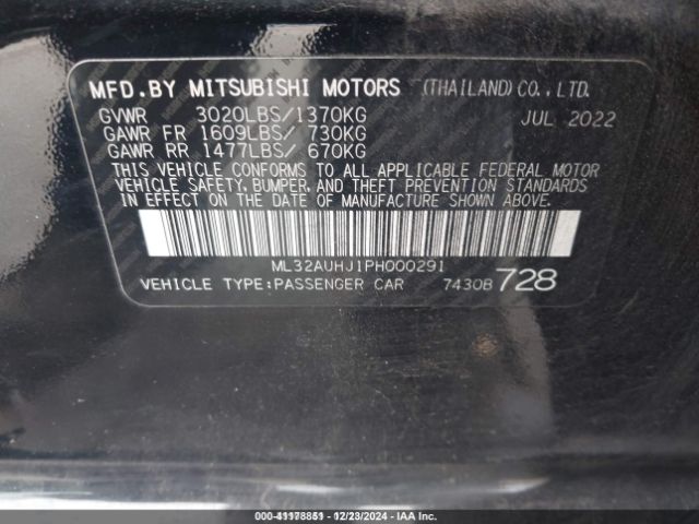 ML32AUHJ1PH000291 Mitsubishi Mirage Es/le