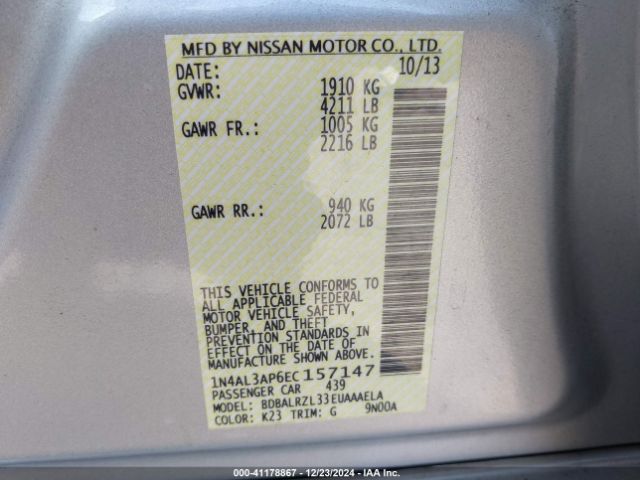 1N4AL3AP6EC157147 Nissan Altima 2.5 S