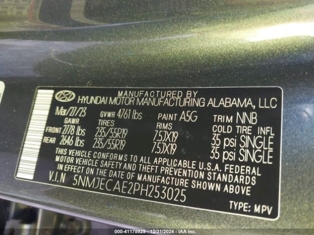 5NMJECAE2PH253025 Hyundai Tucson Limited