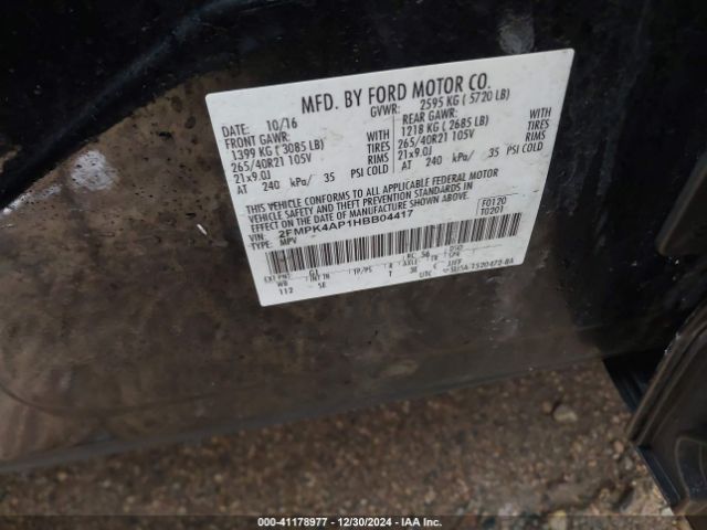 2FMPK4AP1HBB04417 Ford EDGE SPORT