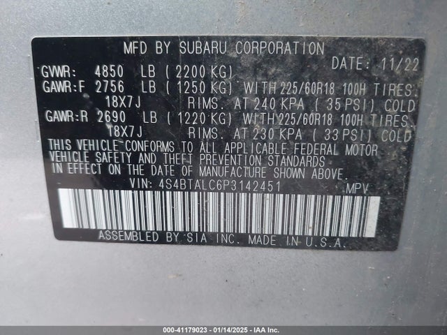 Subaru Outback Onyx Edition 2023 4S4BTALC6P3142451 Image 9