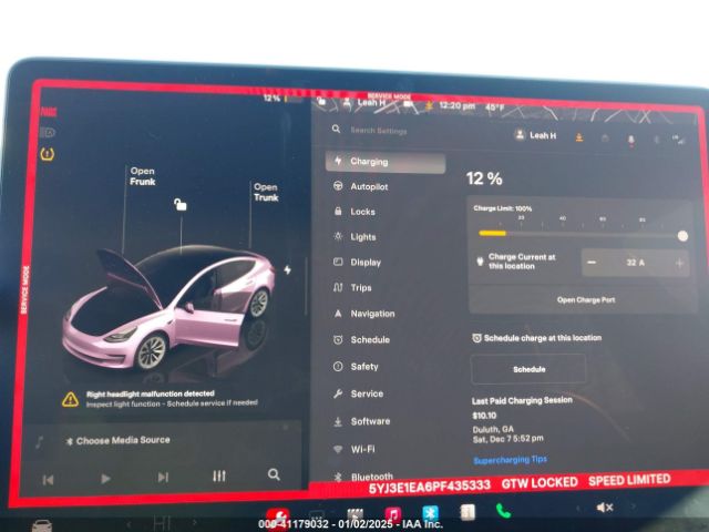 5YJ3E1EA6PF435333 Tesla Model 3 Rear-wheel Drive