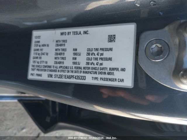 5YJ3E1EA6PF435333 Tesla Model 3 Rear-wheel Drive
