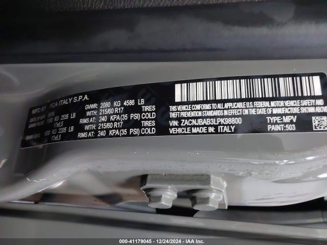 ZACNJBAB3LPK98800 Jeep Renegade Upland 4x4