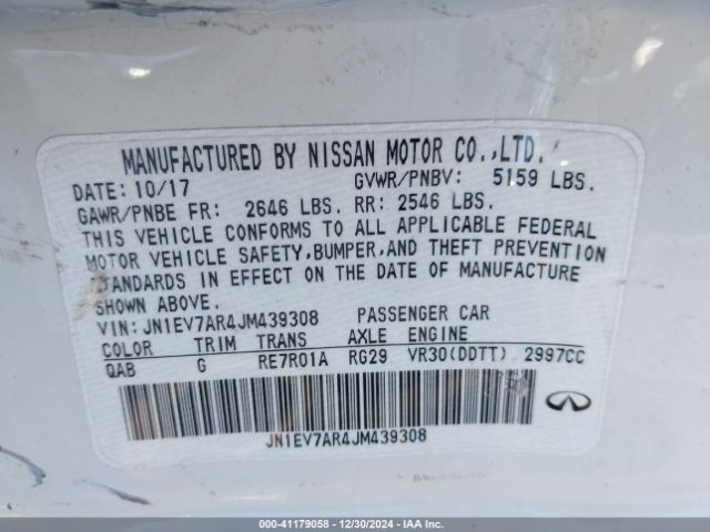 JN1EV7AR4JM439308 Infiniti Q50 3.0t Luxe