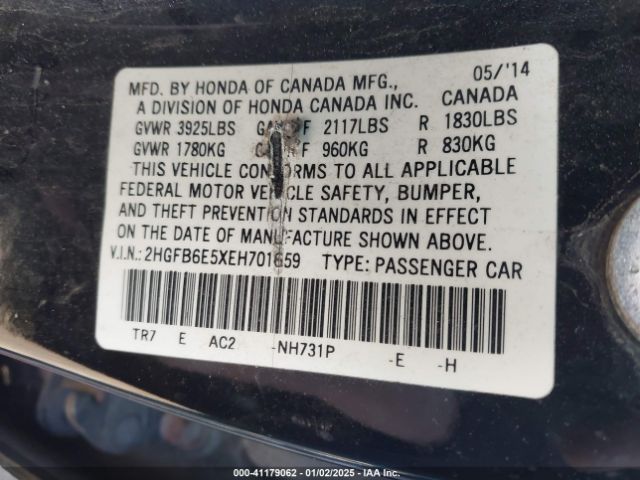 2HGFB6E5XEH701659 Honda CIVIC SI