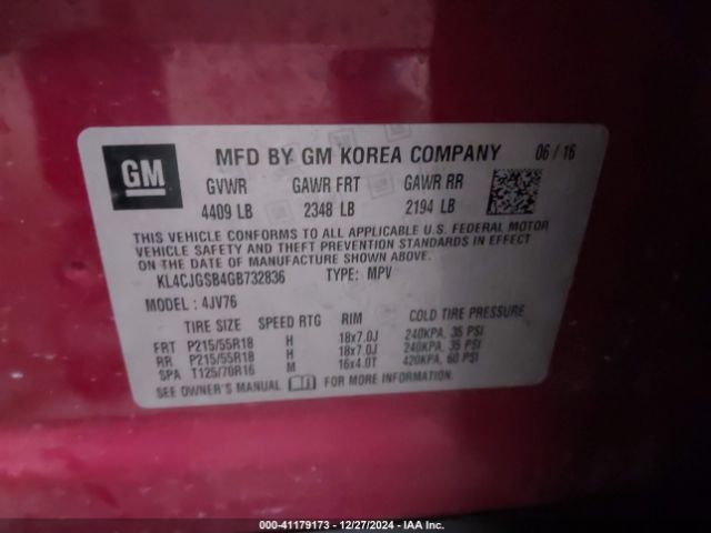 KL4CJGSB4GB732836 Buick Encore Leather