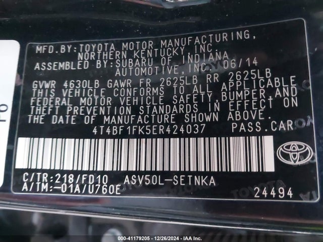 Toyota CAMRY LE 2014 4T4BF1FK5ER424037 Image 9