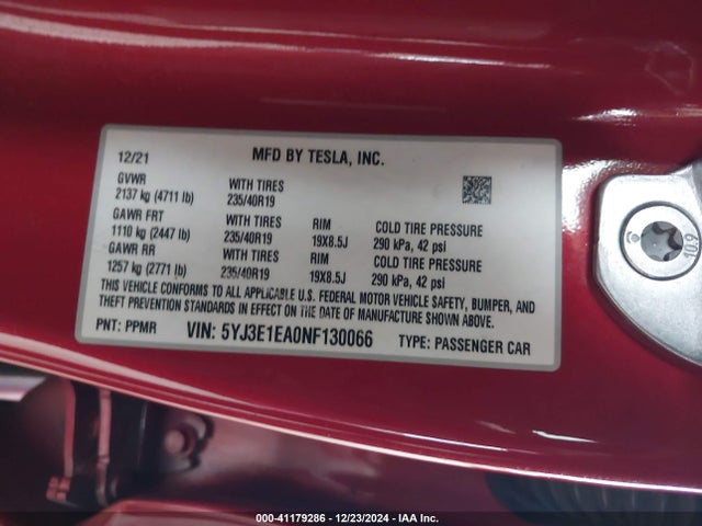 2022 TESLA MODEL 3 5YJ3E1EA0NF130066 Photo 8