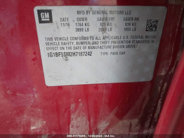1G1BF5SM2H7187242 Chevrolet Cruze Premier Auto