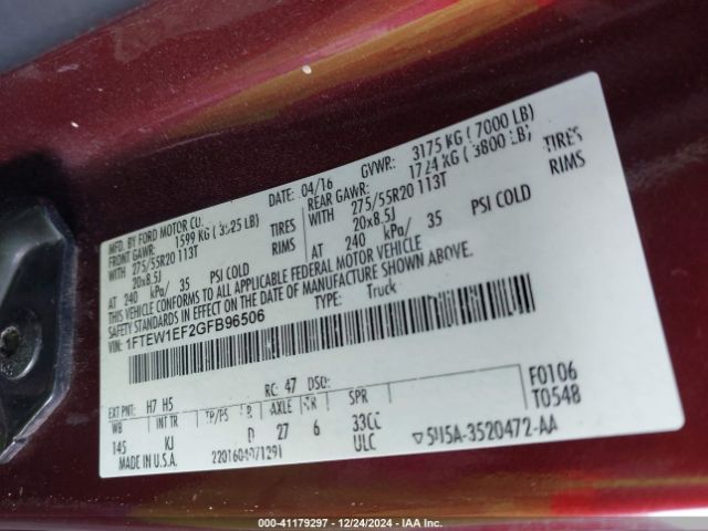 1FTEW1EF2GFB96506 Ford F-150 King Ranch