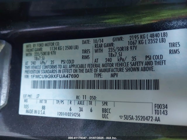 1FMCU9G9XFUA47690 Ford ESCAPE SE