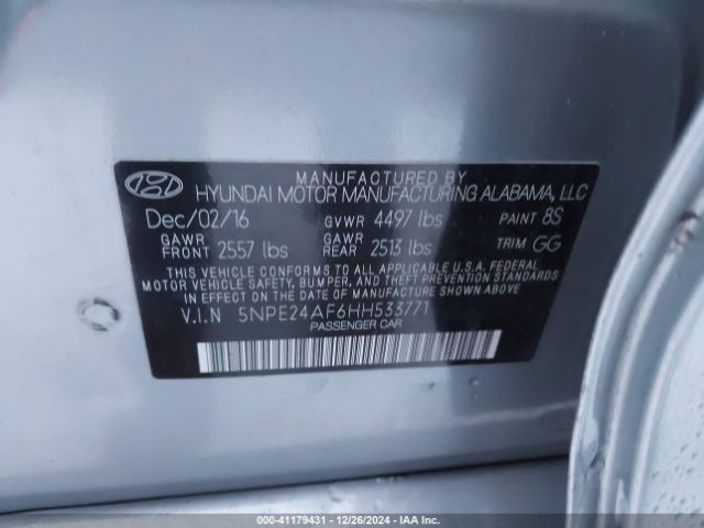 5NPE24AF6HH533771 Hyundai Sonata