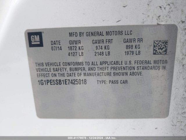 1G1PE5SB1E7425018 Chevrolet Cruze 2lt Auto