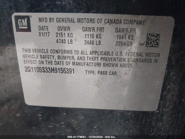 2G1105S33H9156391 Chevrolet lfx - sidi: spark ignited direct injection, vvt, e85 max, alum