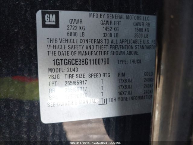 1GTG6CE38G1100790 GMC CANYON SLE