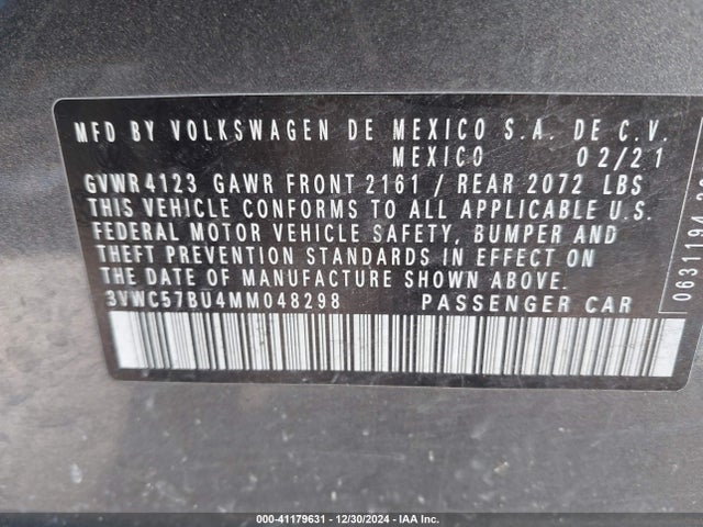 3VWC57BU4MM048298 Volkswagen Jetta 1.4t R-line/1.4t S/1.4t Se