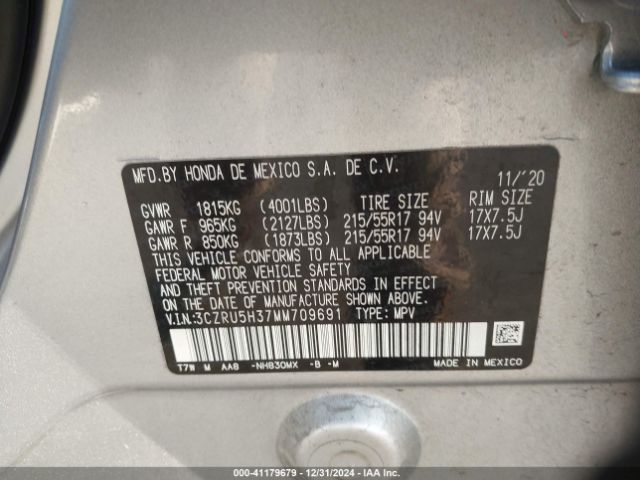 3CZRU5H37MM709691 Honda Hr-v 2wd Lx